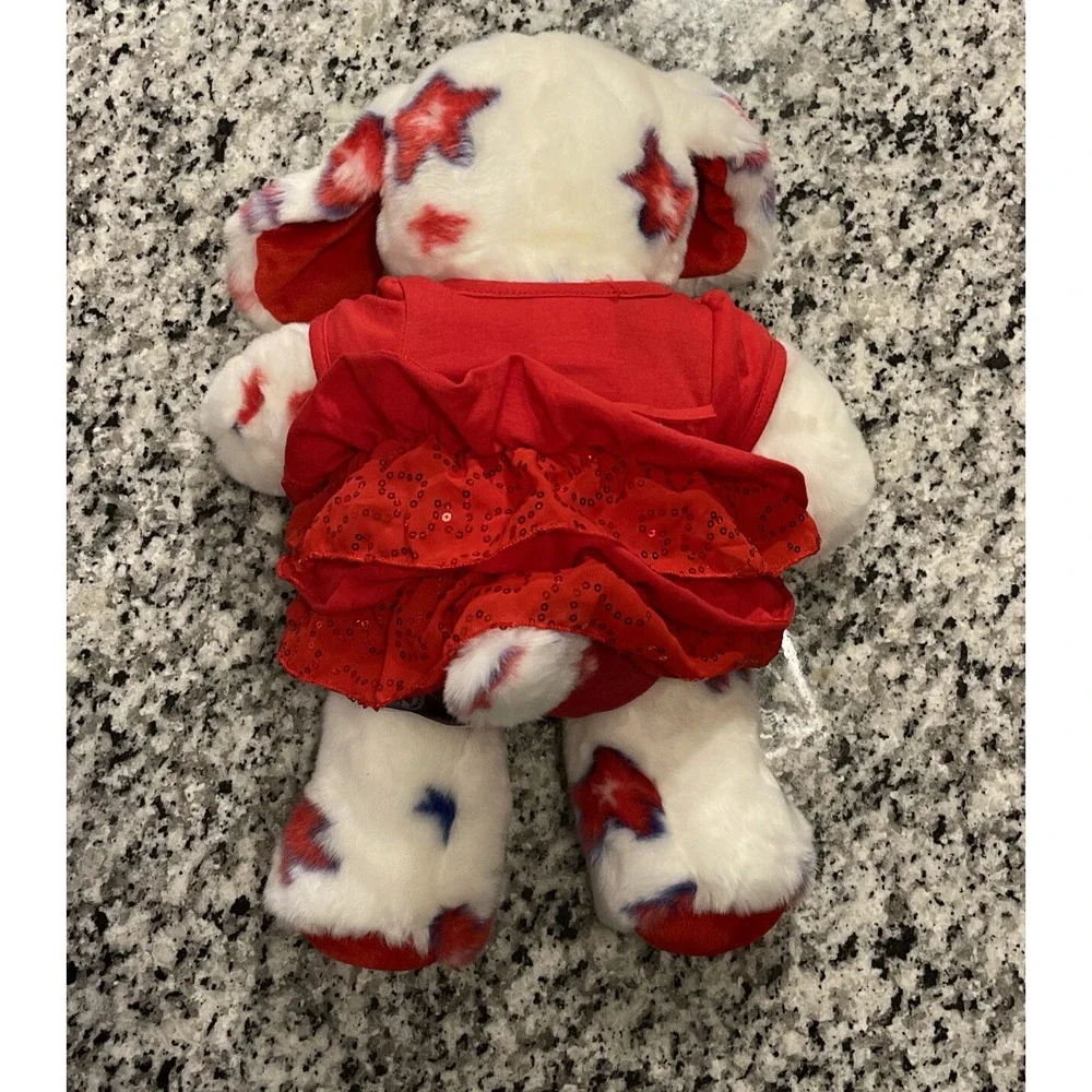 Build A Bear Stars Plush Puppy Dog Stuffed Red White Blue USA Patriotic BABW 15